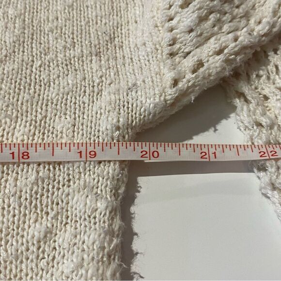 Lucky Brand Cream Mixed Weave Chunky Knit BOHO Pullover V Neck Sweater Size M - Picture 11 of 12